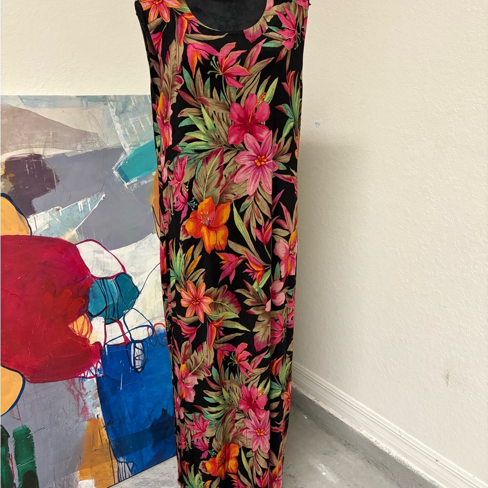 Chico's Black and Red Sleeveless Maxi Sundress